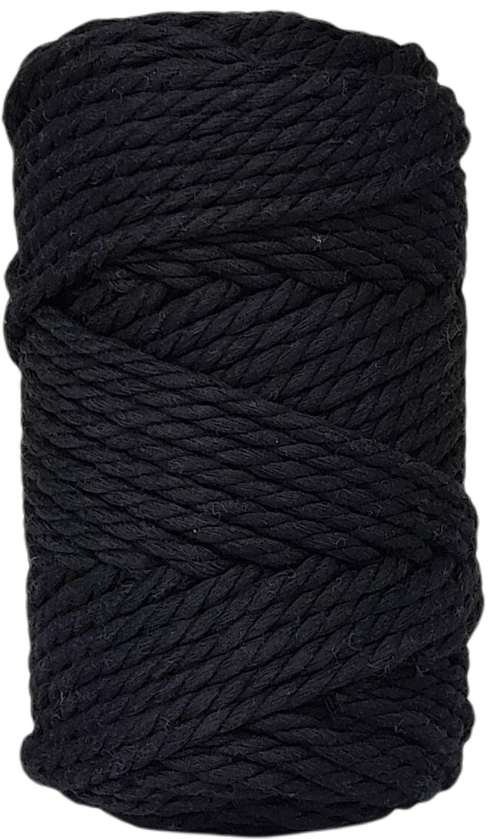 CAFUNÉ PREMIUMTriple Twisted Macramé Rope-5 mm.-Black