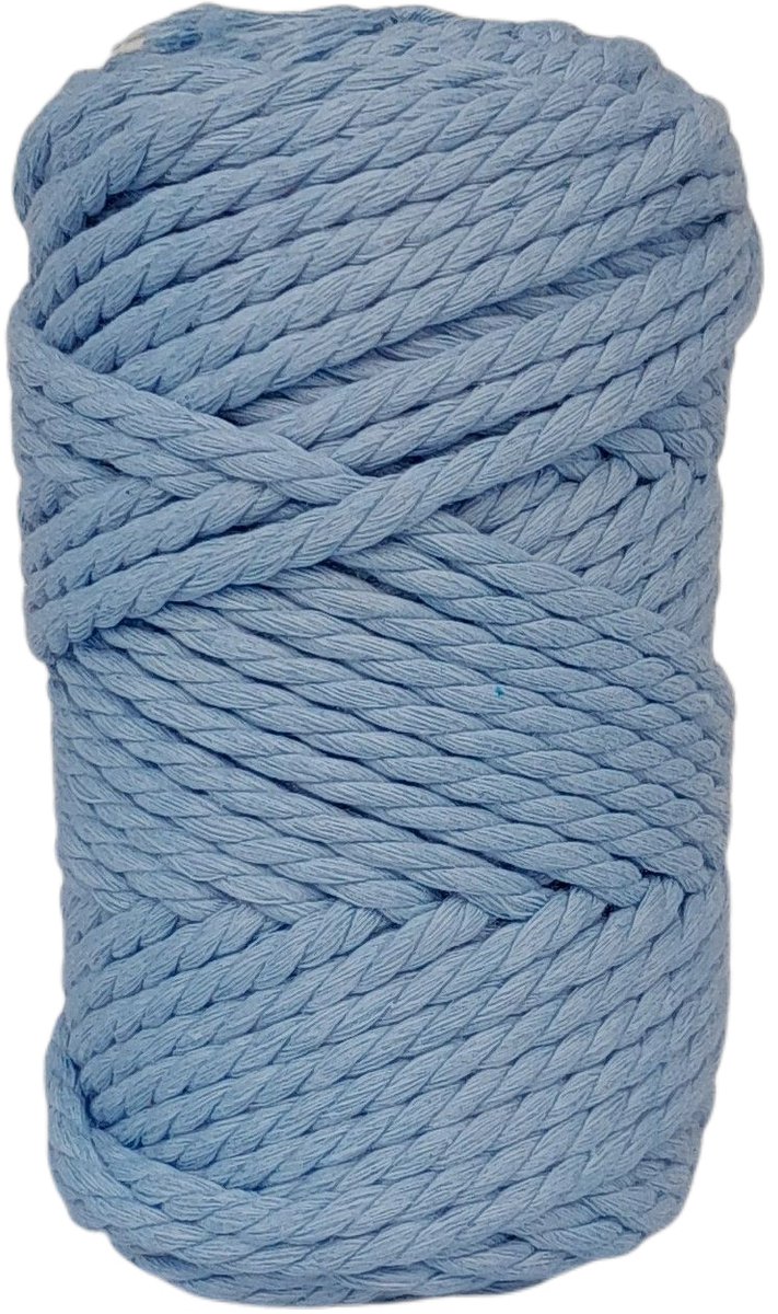 CAFUNÉ PREMIUMTriple Twisted Macramé Rope-5 mm.-Licht Blauw