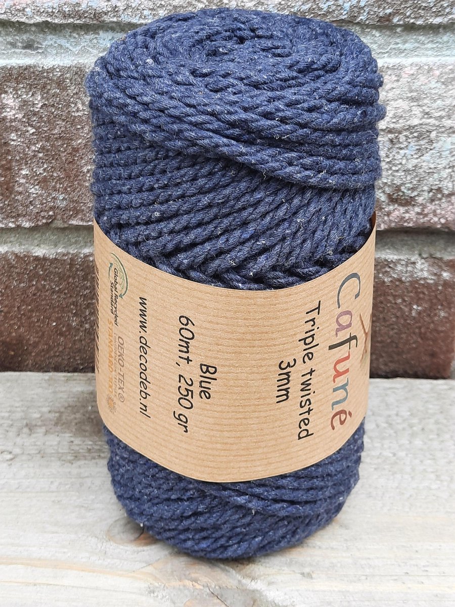 Cafune Macramé Triple Twist 3mm Steel blue