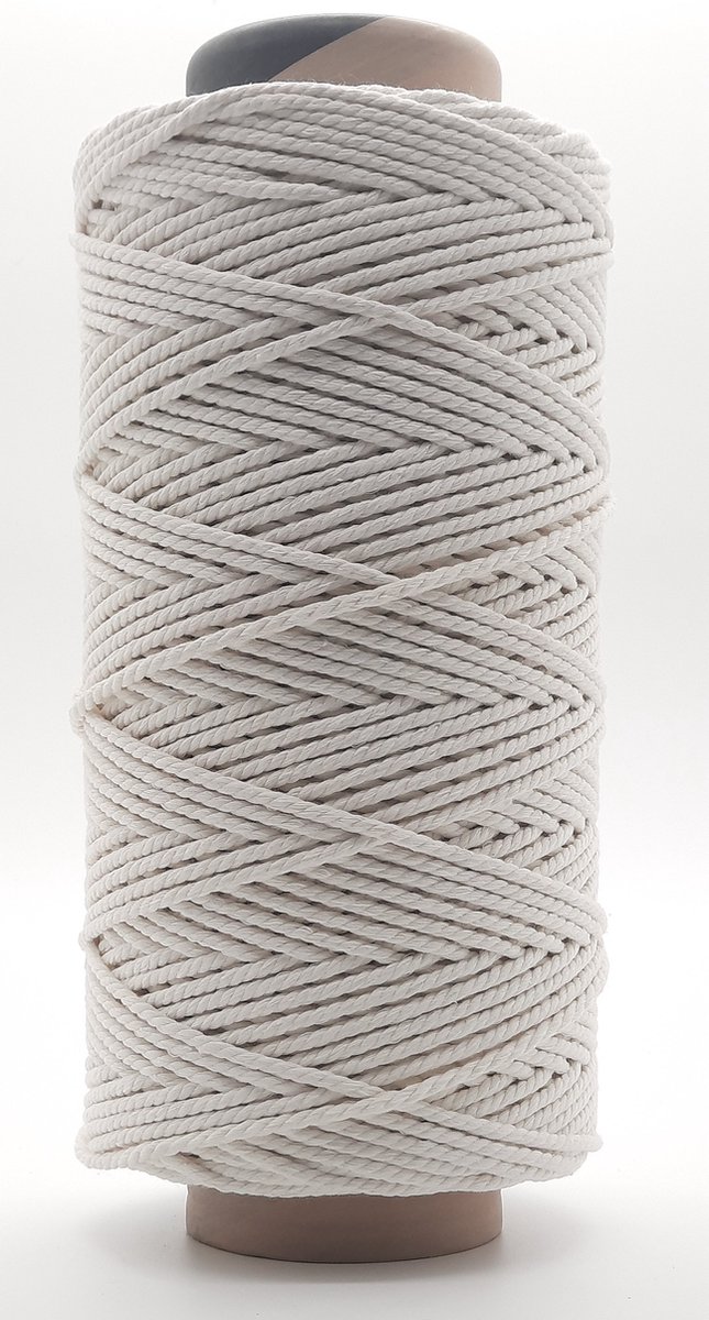   Lux Macramé touw -2400 gr- 4 mm - Ecru/Beige - 199+240 mtr - Driestrengs - Uitkambaar