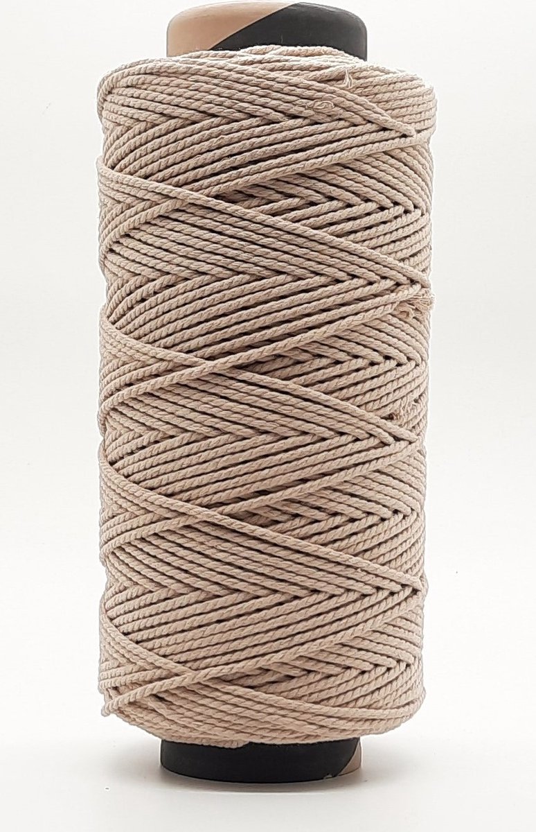   Lux Macramé touw -2400 gr- 4 mm - Terracotta/Beige - 205+240 mtr - Driestrengs - Uitkambaar