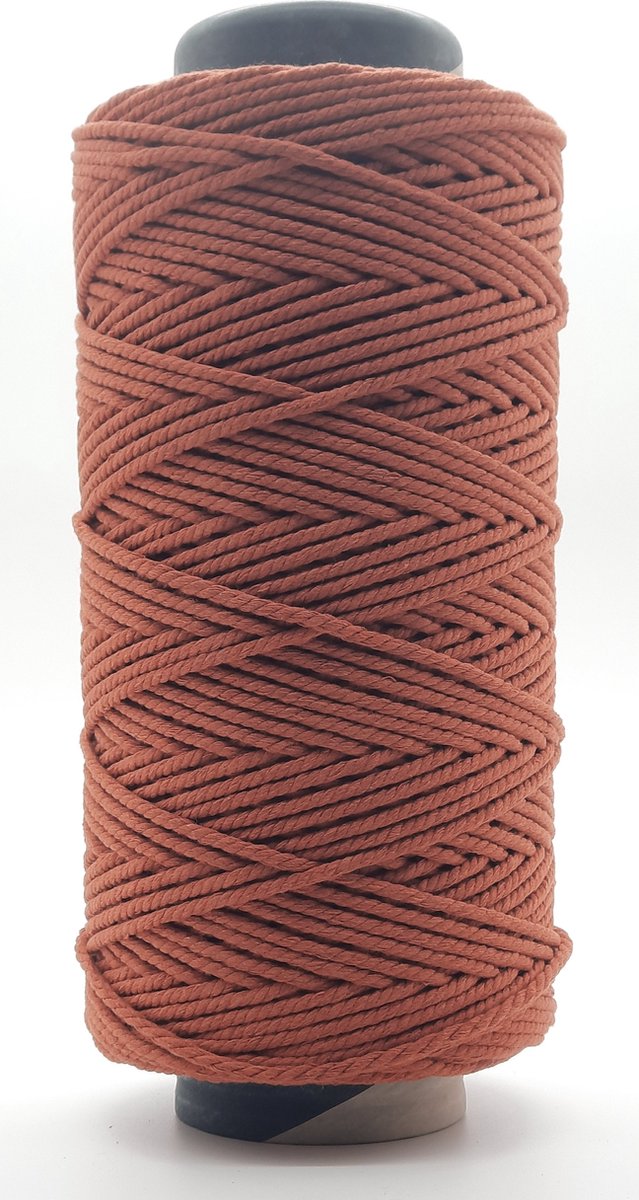 Cafuné Lux Macramé touw -2400gr- 4 mm - Ecru/Terracotta -199+205mtr - Driestrengs - Uitkambaar