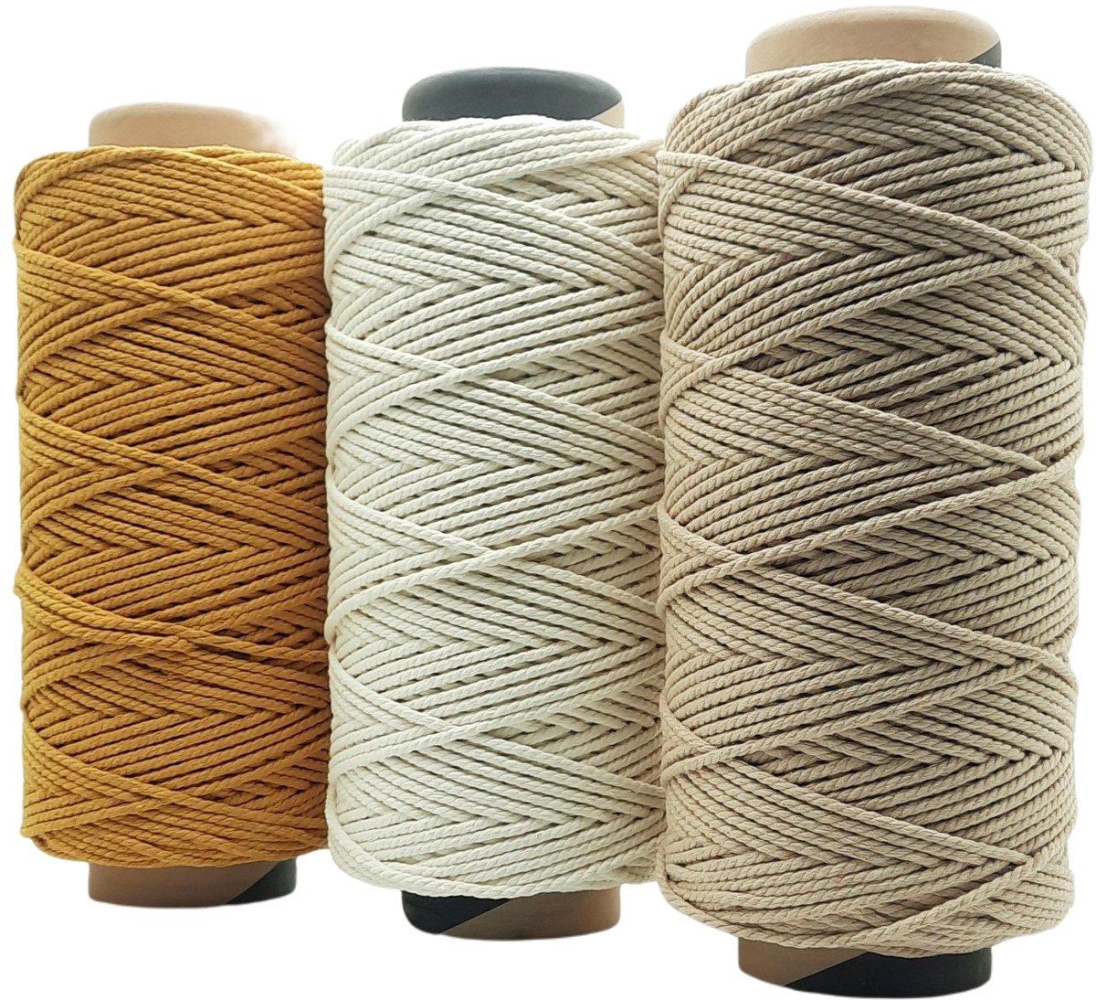   Lux Macramé touw -3600 gr- 4 mm - Oker/Ecru/Beige - 220+199+240 mtr - Driestrengs - Uitkambaar