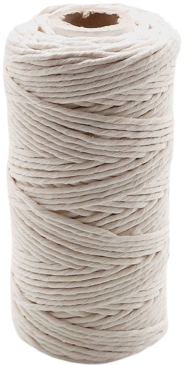 Cafuné Macrame garen - Lux-serie - Ecru - 3mm - 100mt - Single Twisted