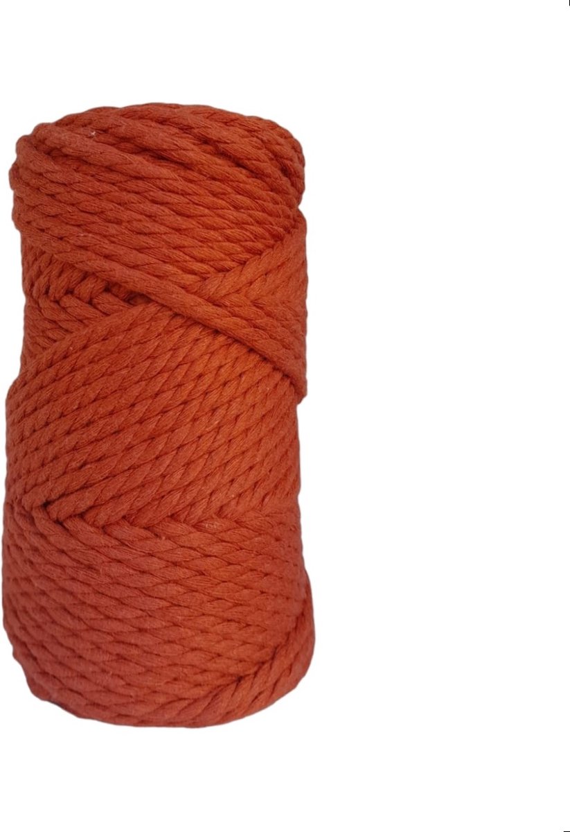 Cafuné Premium Macramé Touw - 5 mm - Terracotta - Triple twist - 40m - 250gr - Gerecycled katoen touw