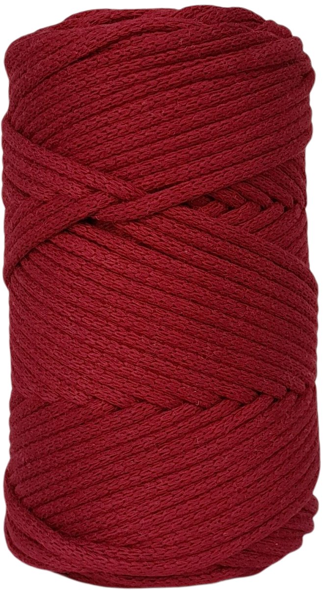   Premium gevlochten Macramé   -250gr - 3 mm - Bordeaux - 75 mt - niet uitkambaar