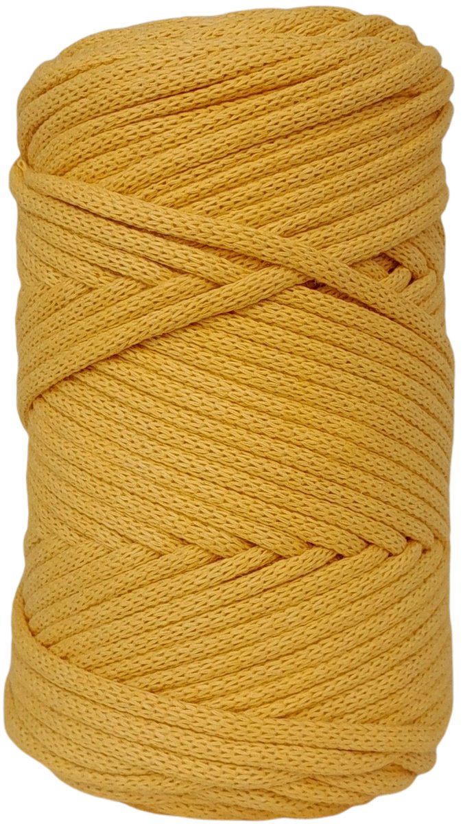   Premium gevlochten Macramé   -250gr - 3 mm - Mosterd - 75 mt - niet uitkambaar