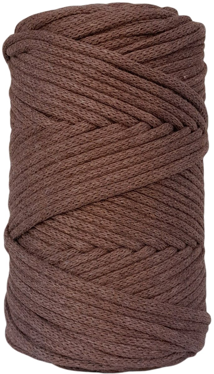   Premium gevlochten Macramé   -250gr - 3 mm - Roestbruin - 75 mt - niet uitkambaar