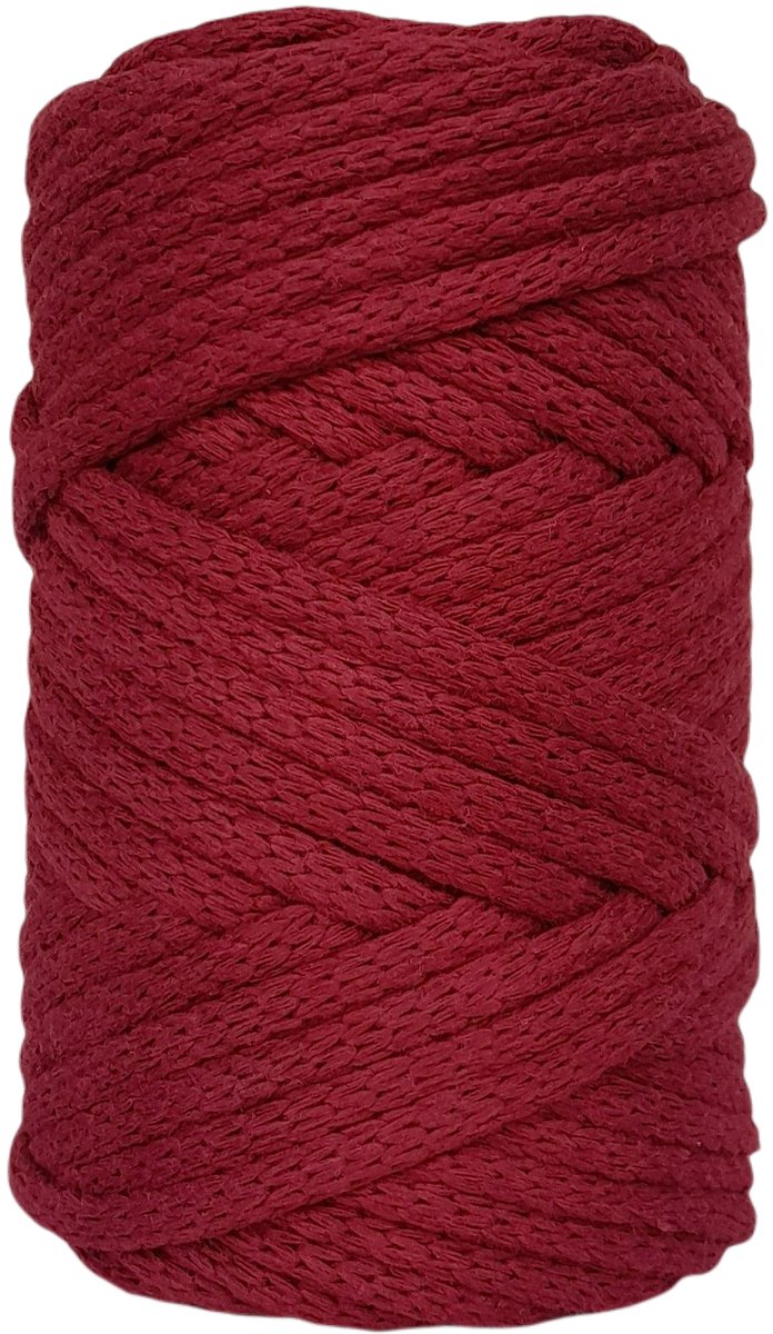   Premium gevlochten Macramé   -250gr - 5 mm - Bordeaux - 40 mt - niet uitkambaar