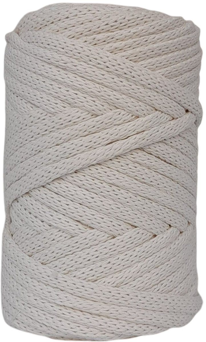   Premium gevlochten Macramé   -250gr - 5 mm - Ecru - 40 mt - niet uitkambaar