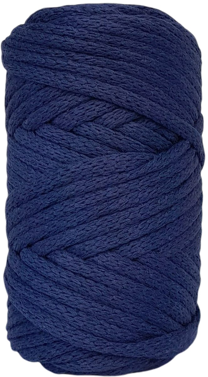   Premium gevlochten Macramé   -250gr - 5 mm - Navy - 40 mt - niet uitkambaar