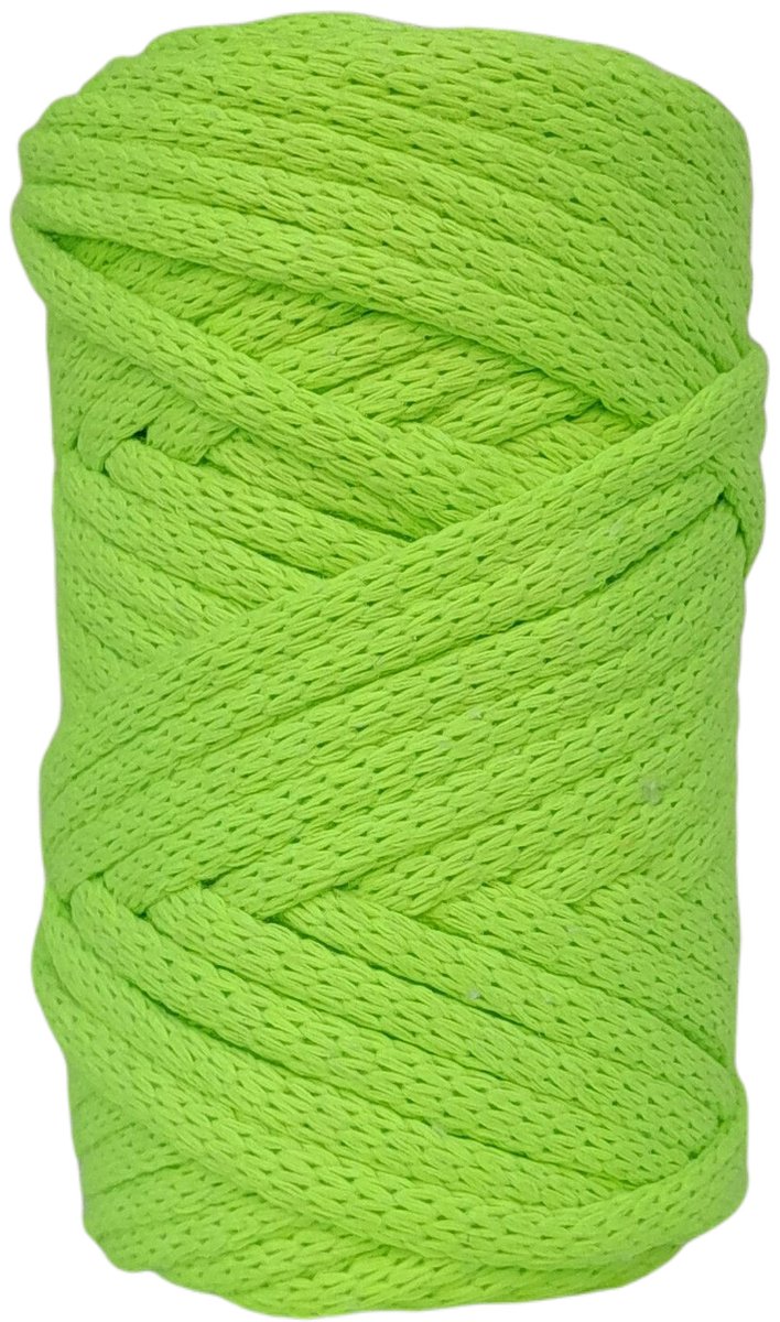   Premium gevlochten Macramé   -250gr - 5 mm - Neon geel - 40 mt - niet uitkambaar