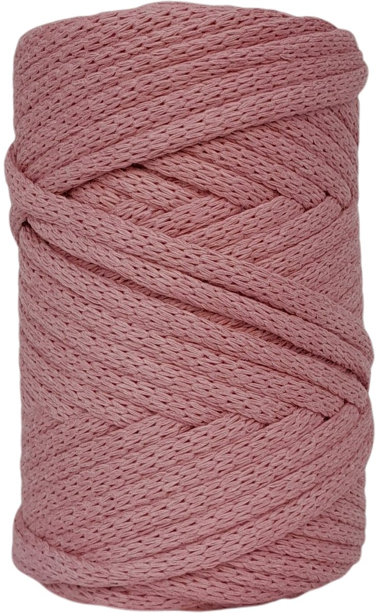   Premium gevlochten Macramé   -250gr - 5 mm - Oud roze - 40 mt - niet uitkambaar