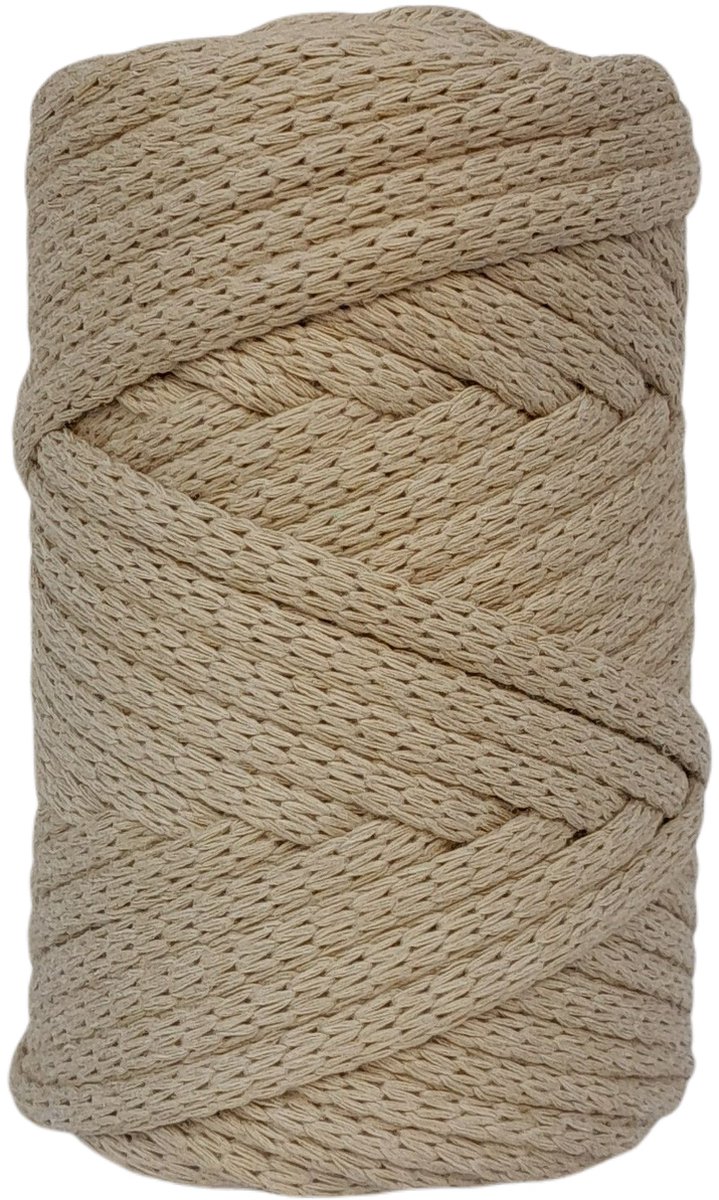   Premium gevlochten Macramé   -250gr - 5 mm -Beige - 40 mt - niet uitkambaar