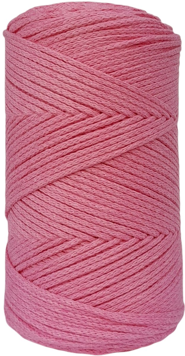   Premium macramé   2mm Roze gevlochten  