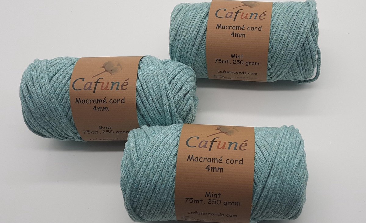 Macramé koord - Mint - 4 mm - Gerecycled katoen - per 2