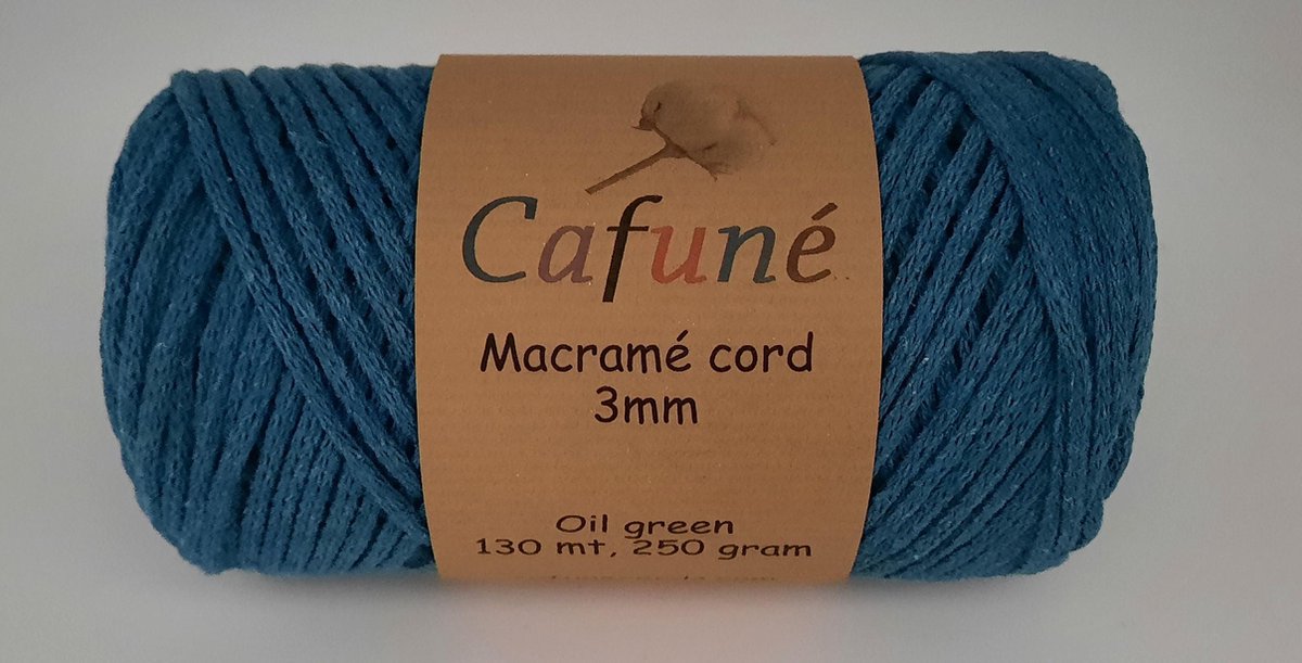 Macramé   - Olie - 3 mm - Gerecycled katoen - per 2