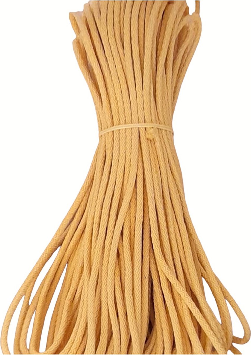 Tress Koord voor DIY   mandje 5-6 mm -50 mt-1 kg-Gerecycled Katoen-met een naaimachine-Mosterd