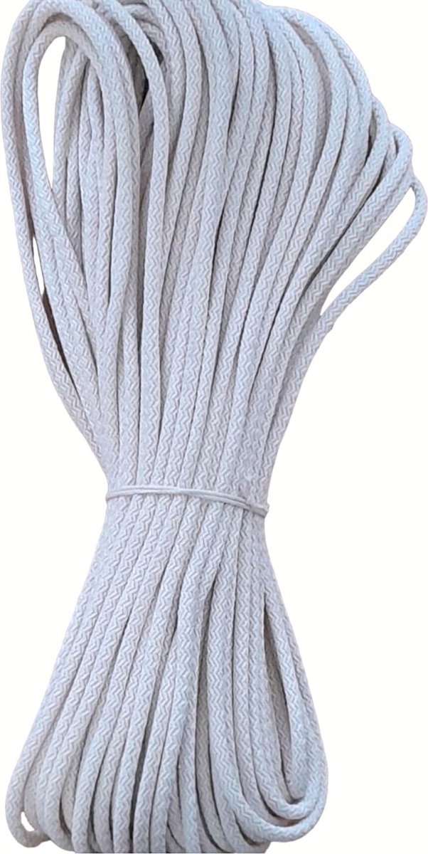 Tress Koord voor DIY   mandje 5-6 mm. -50 mt-1 kg-Gerecycled Katoen-met een naaimachine-Ecru