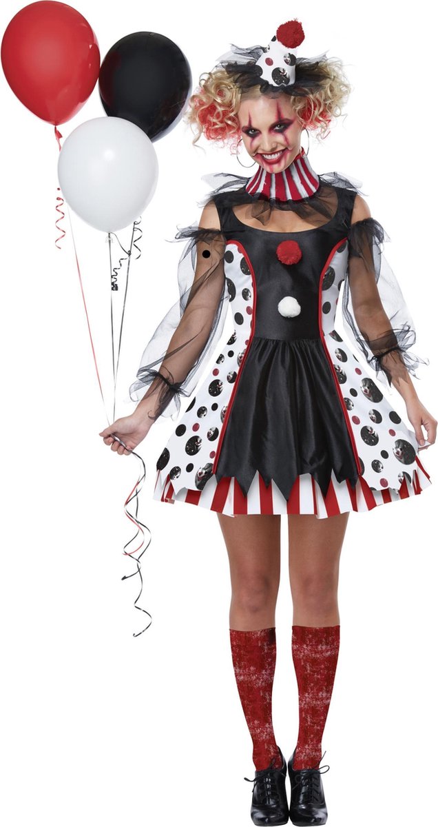 CALIFORNIA COSTUMES - Psycho clown outfit met stippen voor dames - L (42/44) - Volwassenen kostuums