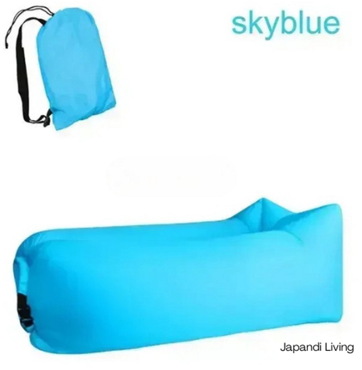 Japandi Living luchtbed - Ligstoel - Opblaasbaar - Lichtblauw - Ligbed - buiten - Tuin - Lig stoel -   - Zwembad - 190x70cm