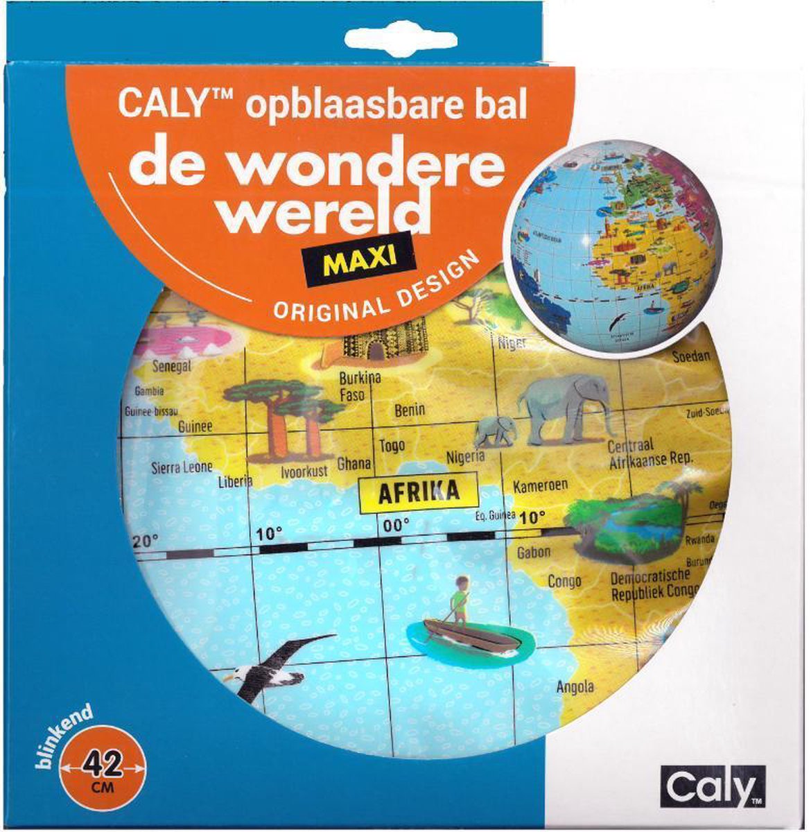 Opblaasbare wereld bal 42 cm De Wondere Wereld