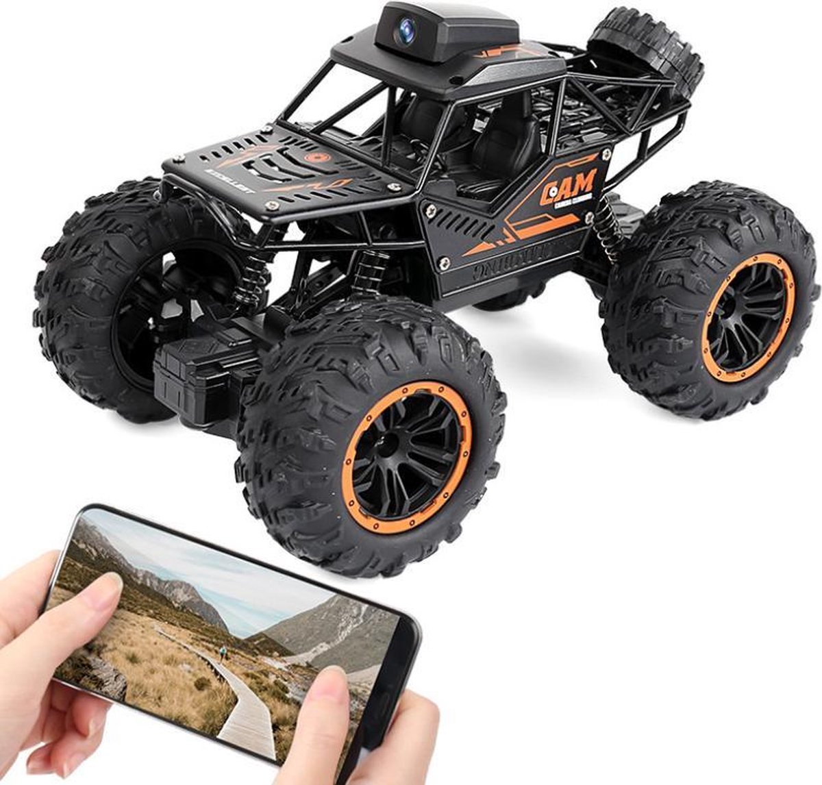 Cam Bestuurbare auto met camera - 720P - 500mAh - Live view - 1:18 - Off road - Telefoon Android & Apple - Fotos en video