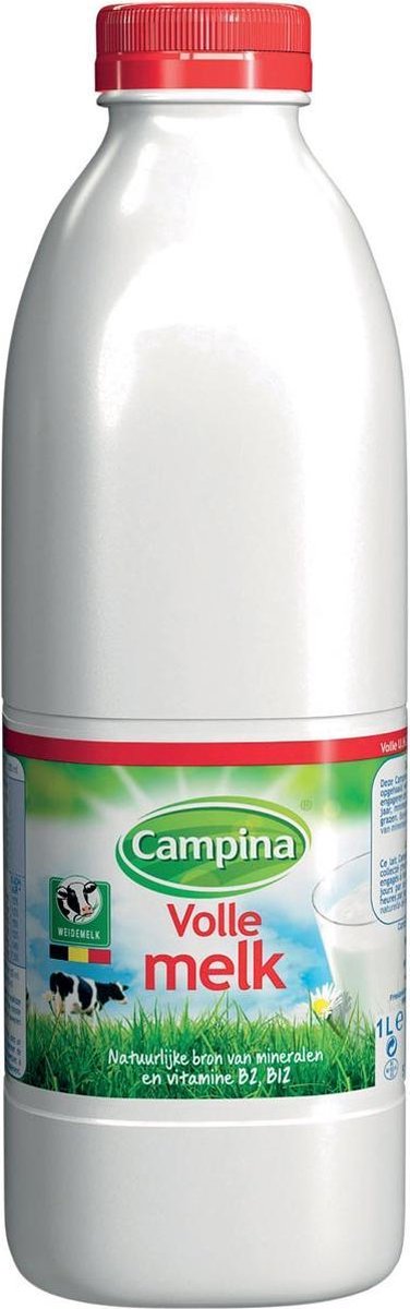 Campina volle melk, 1 liter, pak van 6 stuks