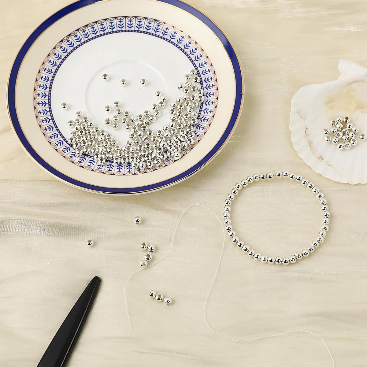   3mm Gladde Ronde Spacer Kralen, Mini Verzilverde Metalen Kralen Losse Kleine Stalen Ballen met Gat Voor Armband Ketting Diy Ambachten Ketting Sieraden Maken Levert