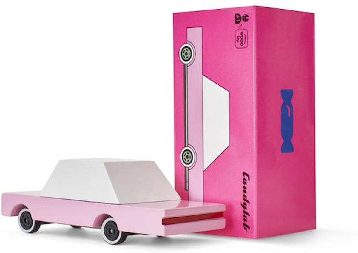 Candycars - Houten Design Speelgoedauto - Pink Sedan