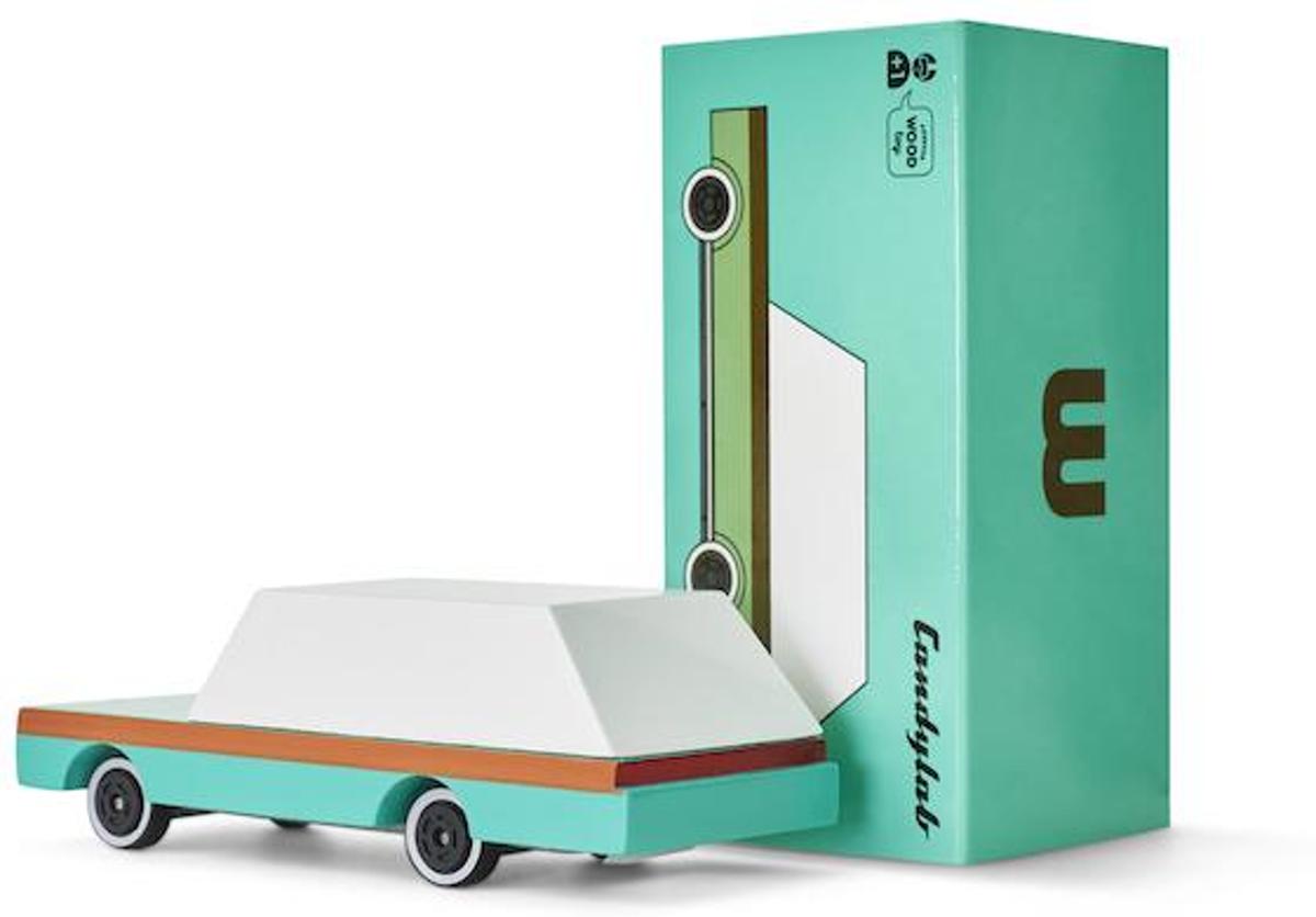 Candycars - Houten Design Speelgoedauto - Teal Wagon