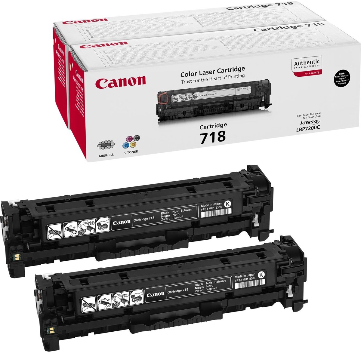 Canon 718 - Tonercartridge / Zwart / Multipack