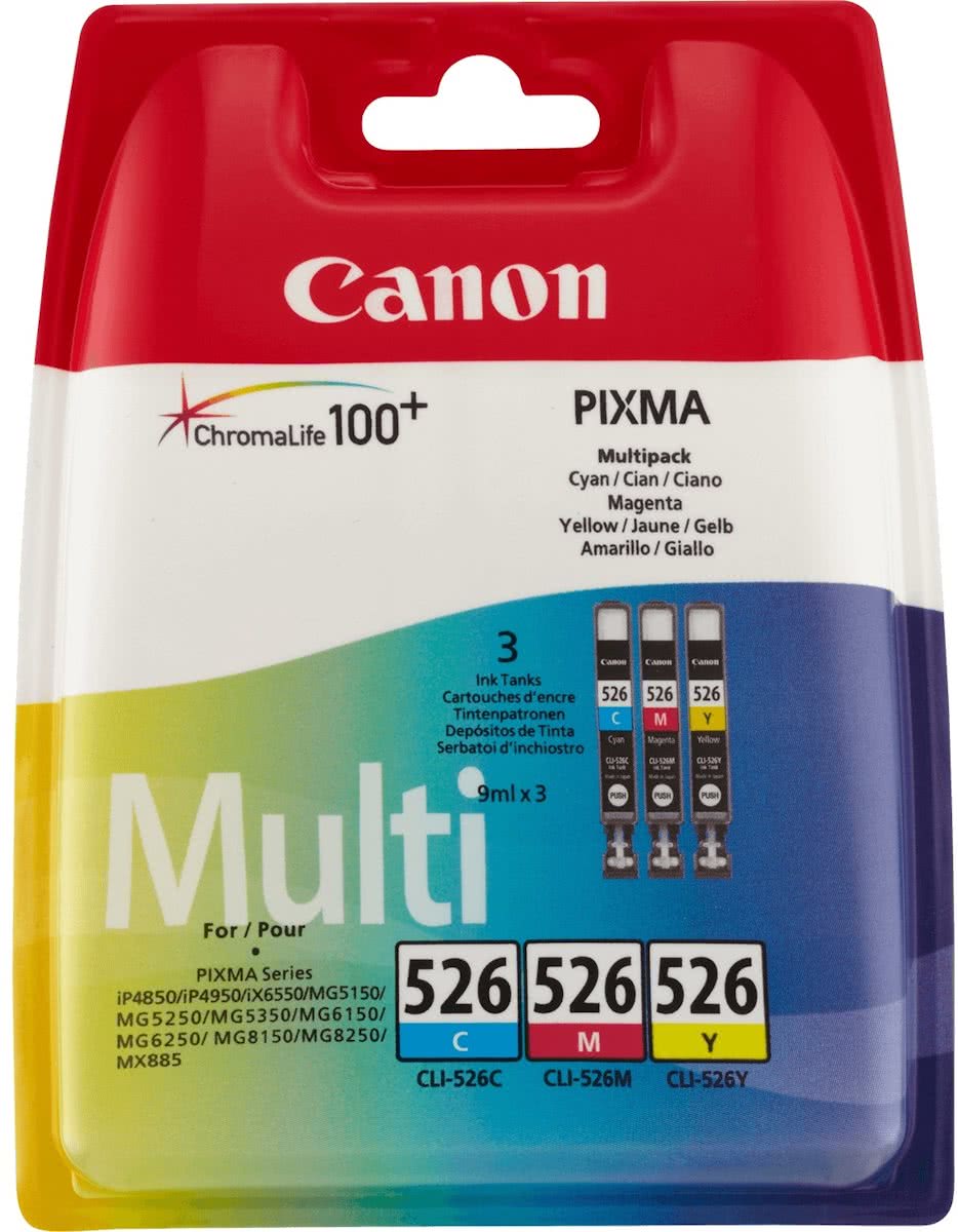 Canon CLI-526C/M/Y - Inktcartridge / Cyaan / Magenta / Geel