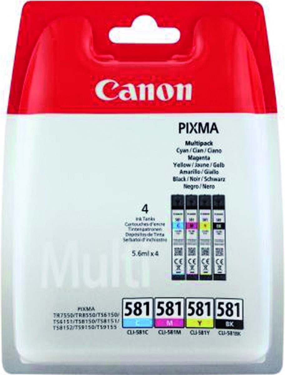 Canon CLI-581 - Inktcartridges Zwart / Cyaan / Magenta / Geel + 50 vel fotopapier 10x15 cm