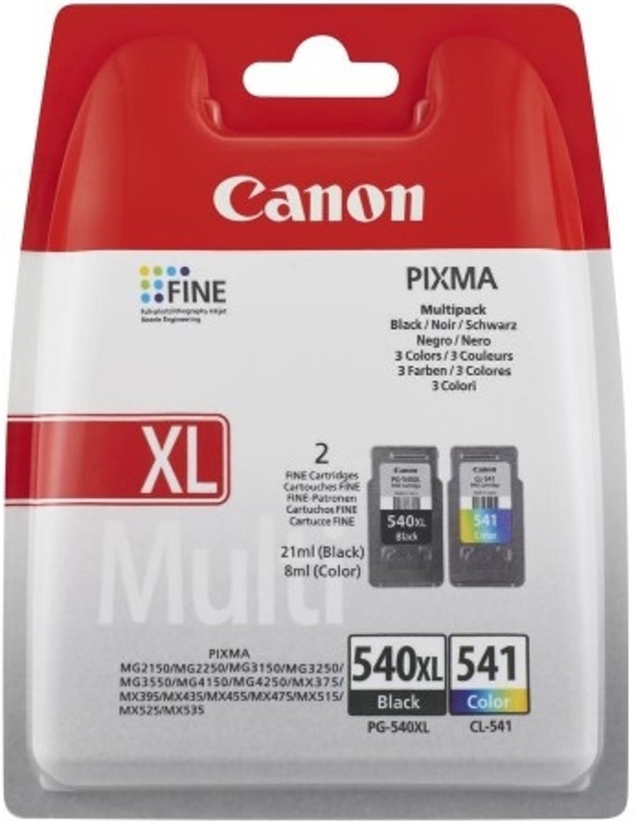 Canon PG-540BK XL/CL-541 Original Zwart, Cyaan, Magenta, Geel Multipack 4 stuk(s)