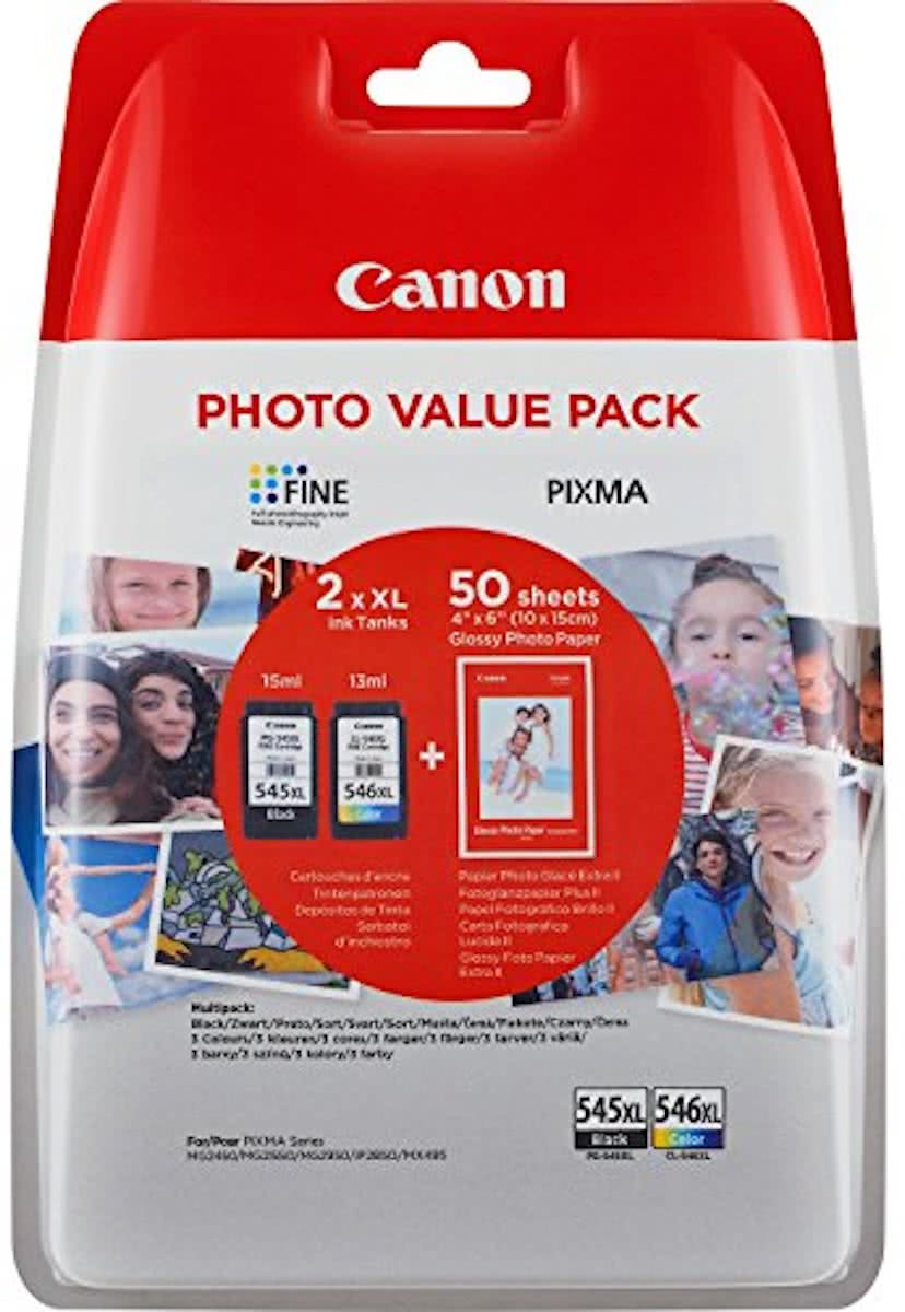 Canon PG-545XL/CL-546XL - Inktcartridge / Zwart / Kleur / Hoge Capaciteit / 50 Vellen Fotopapier