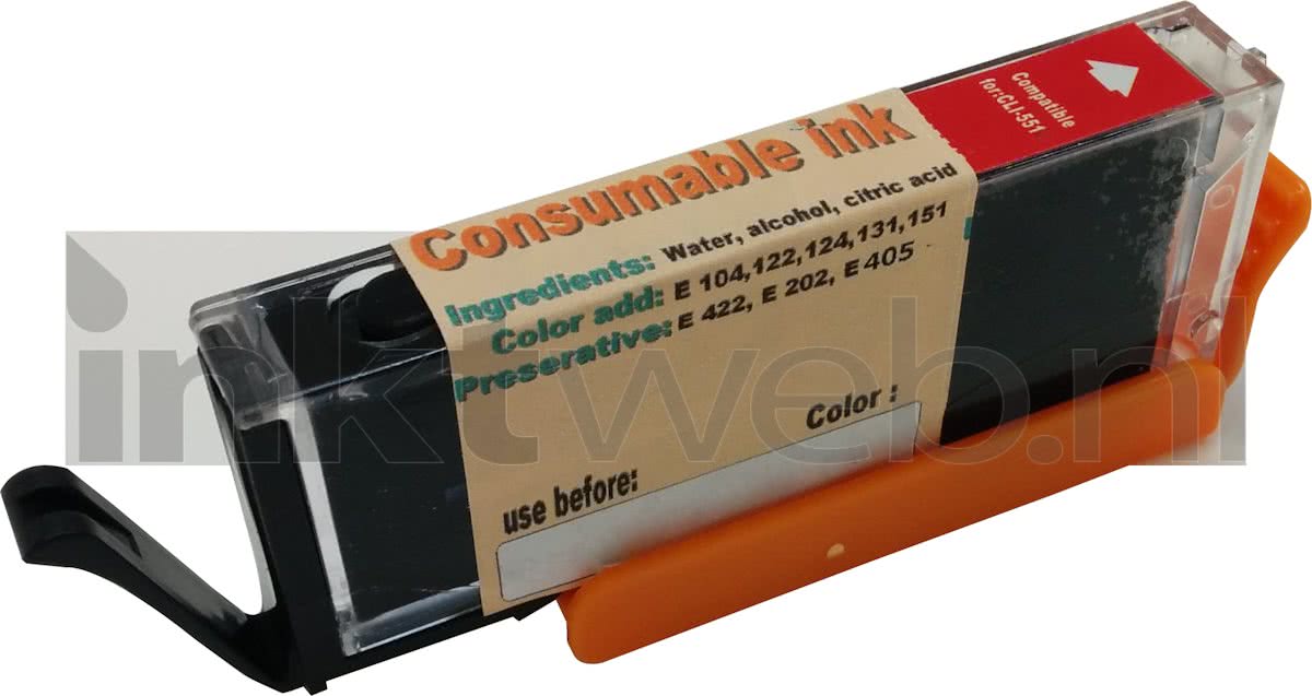 Merkloos - Inktcartridge / Alternatief voor de Canon CLI-551Y / Geel