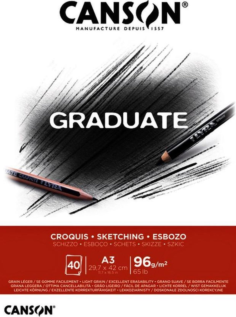   C400110363 schetsblok Graduate Croquis A3 96gr pk/40vel