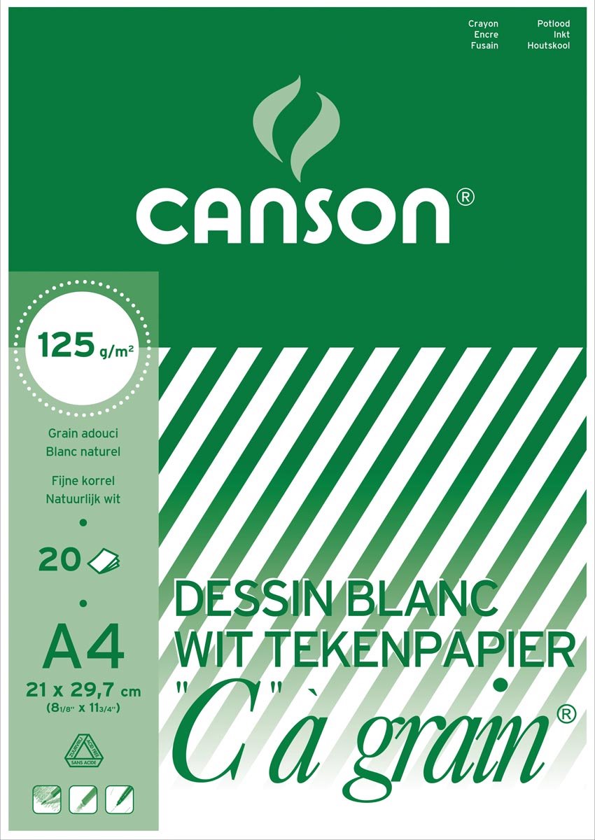 Canson tekenblok C à grain 125 g/m², ft 21 x 29,7 cm (A4) 10 stuks