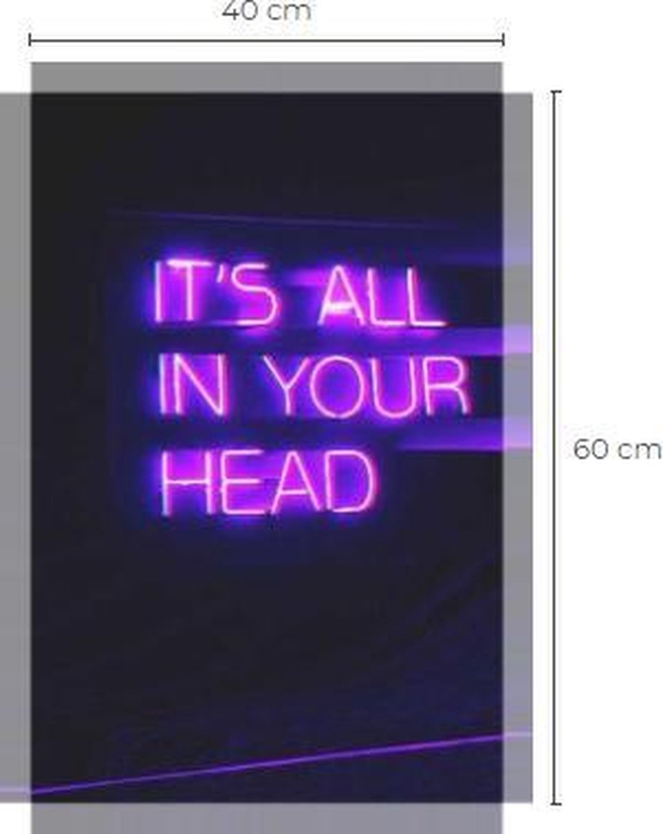 Neonlight - In your head - Canvas - woonkamer - Slaapkamer - kaarten - Canvas