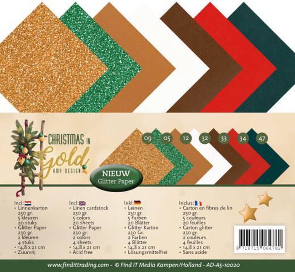 Linnenpakket - A5 - Amy Design - Christmas in Gold - 10020