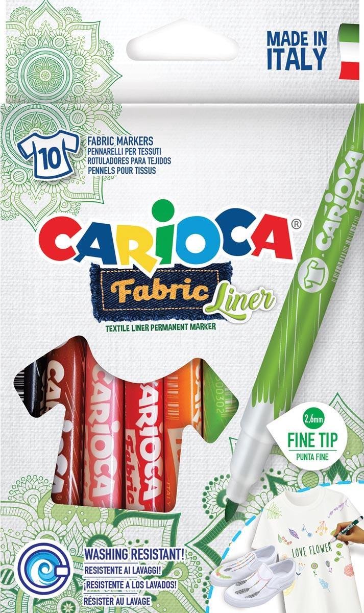 Carcioca textielstift Fabricliner, doos van 10 stuks in geassorteerde kleuren