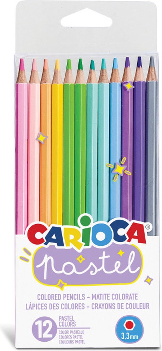 Carioca Pastel Potloden - 12 Stuks - Pastel Kleurpotloden - Pastelpotloden Set - 12 Soorten Pastelpotloden