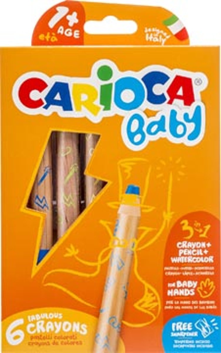 Carioca kleurpotlood Baby 3-in-1, doos van 6 stuks in geassorteerde kleuren