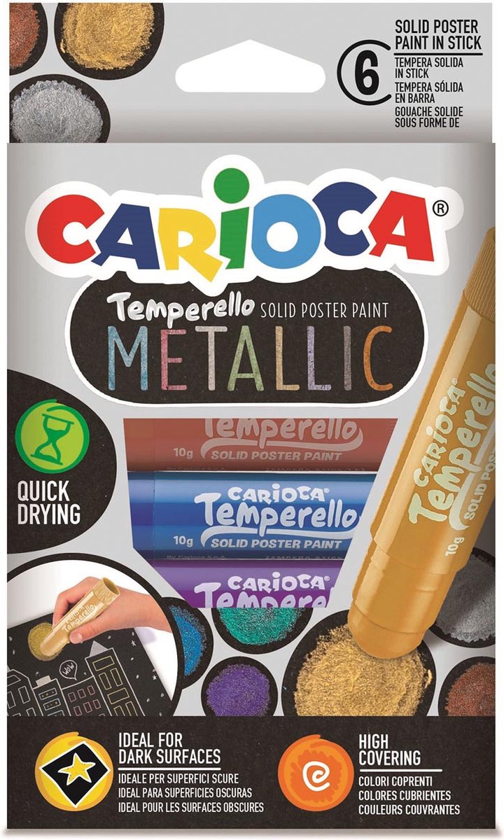 Carioca plakkaatverfstick Temperello Metallic, kartonnen etui van 6 stuks 24 stuks