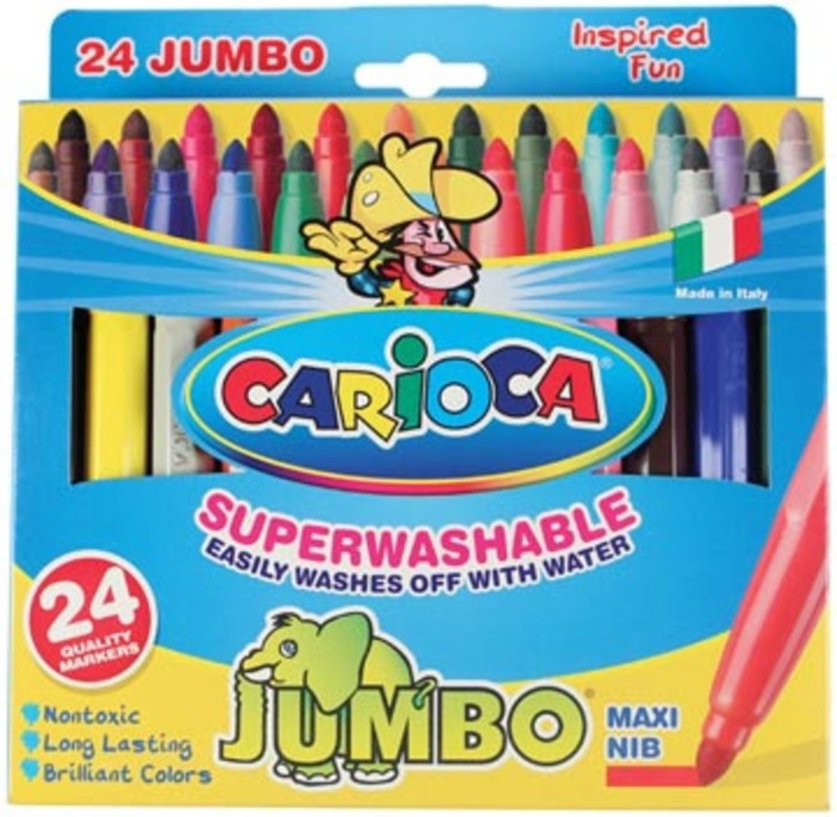 Carioca viltstift Jumbo Superwashable 24 stiften in een kartonnen etui