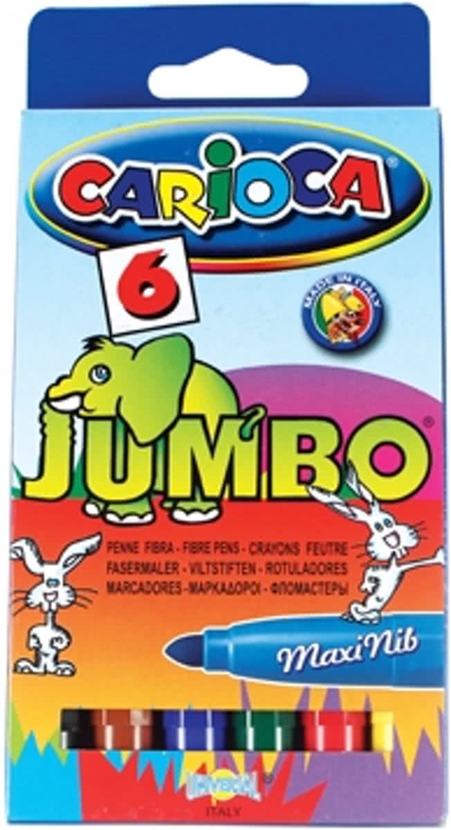 Carioca viltstift Jumbo Superwashable 6 stiften in een kartonnen etui