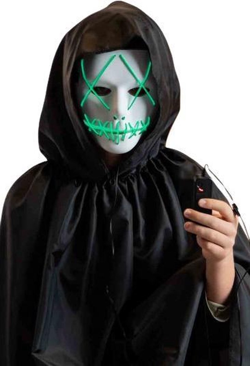 Carnival Toys Gezichtsmasker Horror Lichteffect Pvc Wit/groen