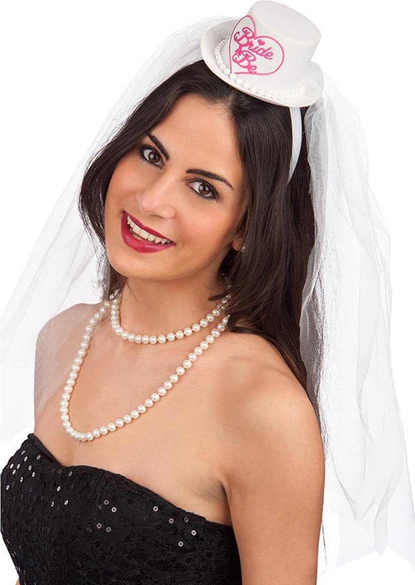 Carnival Toys Haarband Met Sluier Bride To Be Dames Tule Wit