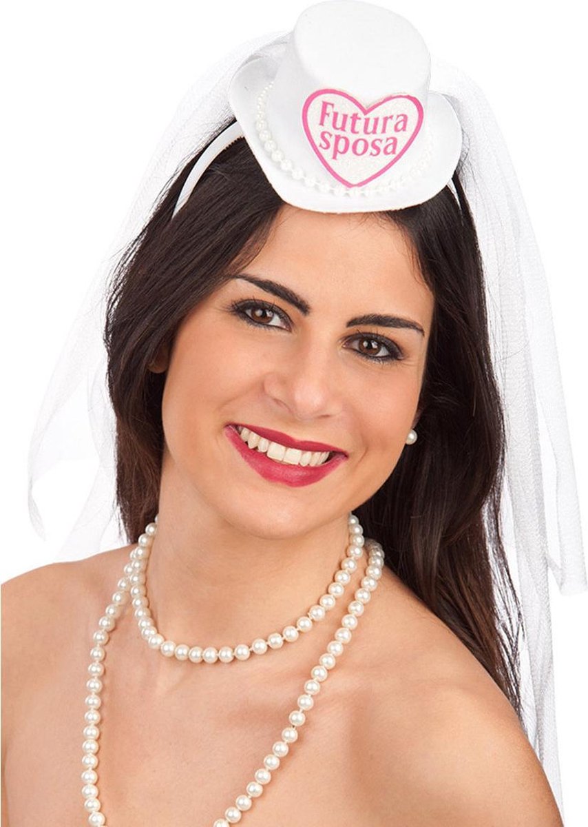 Carnival Toys Haarband Met Sluier Futura Sposa Dames Tule Wit